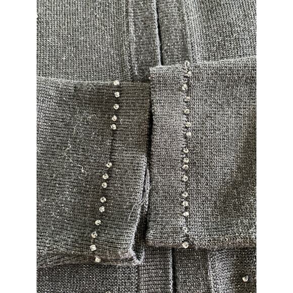 Emma James Silk Blend Black Beaded Metallic Thread Hook Front Cardigan‎ Sz S - Picture 8 of 10